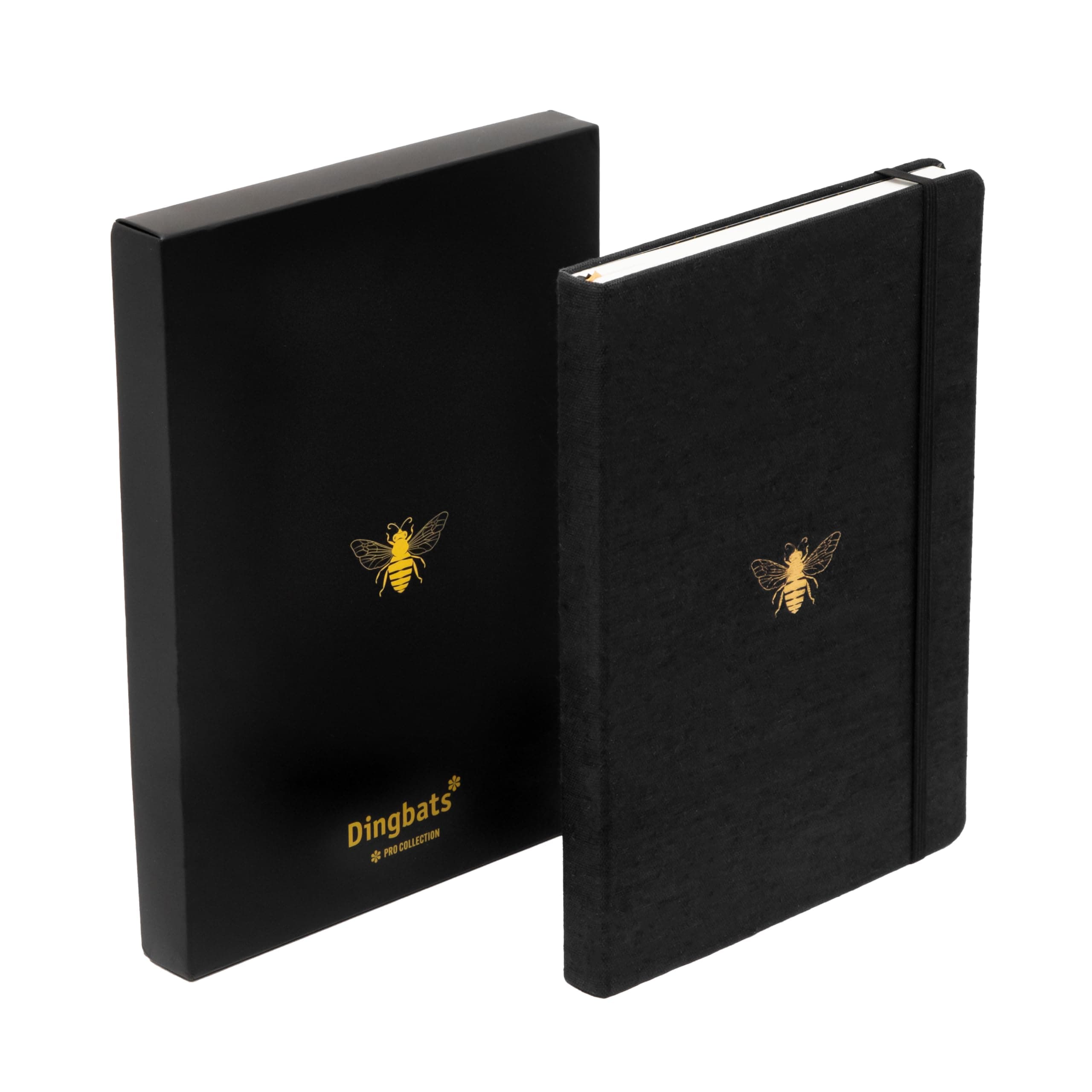 Dingbats* - Pro Lined Large B5 Notebook with Gift Box - PU Leather Hardcover Journal for Work, Travel - Pocket, Elastic Closure, Pen Holder, Bookmark.