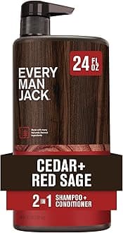 Every Man Jack 2-in-1 Daily Shampoo + Conditioner - Cedar and Red Sage | Nourishing For All Hair Types, Naturally Derived, Cruelty-Free Shampoo and Conditioner Set for Men | 24oz -1 Bottle