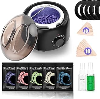 Waxing Kit - Wax Warmer for Hair Removal, Hard Wax Kit with 14.1oz 5 Bags Hard Wax Beans for Full Body, Legs, Face, Eyebrows, Bikini, Brazilian Waxing Kit for Women Men