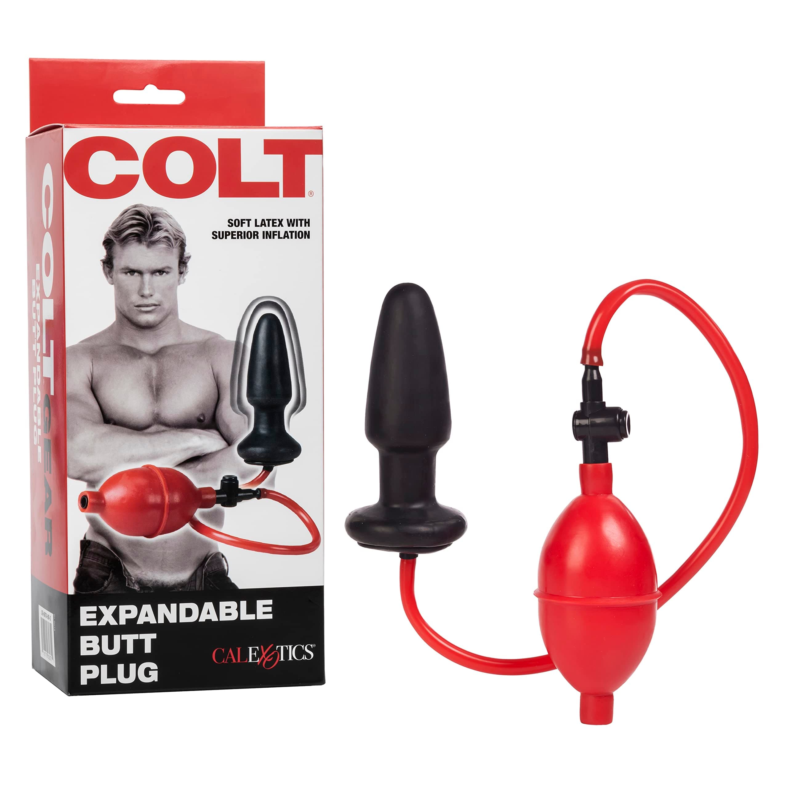 CalExotics COLT Expandable Butt Plug, Inflatable Anal Plug with Easy-Squeeze Bulb and Quick Air Release Valve Black SE-6870-00-3