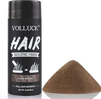 VOLLUCK Hair Fibers for Thinning Hair, Instant Coverage Hair Building Fibers for Women and men, Natural Hair Powder for Conceal Hair Loss 28 g (Light Brown)