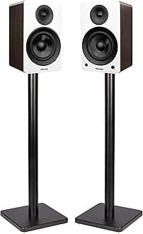 Fluance Ai61 Powered 2-Way 2.0 Stereo Bookshelf Speakers with Speaker Stands 6.5" Drivers 120W Amplifier for Turntable Bluetooth 5 Wireless Music Streaming - RCA Optical USB & Sub Out (White Walnut)