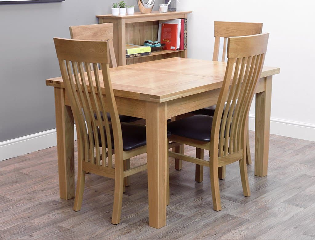 Harts Solid Oak Extendable Twin Leaf Dining Table And 4 Chairs (Oak, Kensington)