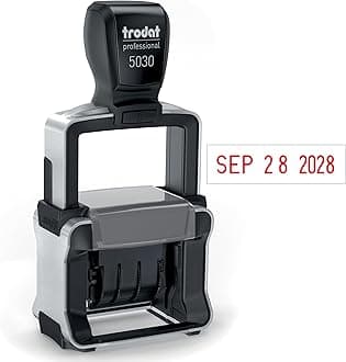 Trodat 5030 Professional 4.0 Date Only Stamp, Self Inking, Impression Size 1-5/8” x 3/8” (Red)