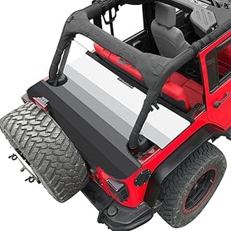 Shadeidea Wrangler JK Tonneau Cover for Jeep JKU Rear Trunk Cover Vinyl Tailgate Cargo Cover (Black/White Gradient) Robicon Sahara Sport S 4 Door (2007-2018) - 3 Year Warranty