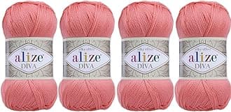 4 Balls Hand Knitting Yarn 100% Microfiber Acrylic Yarn Alize Diva Silk Effect Thread Crochet Art Lace Craft Lot of 4 skeins 400gr 1532yds (619)