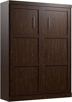 Bestar Pur Queen Size Murphy Bed in Chocolate, 65-inch Space-Saving Sleeping Arrangement for Multipurpose Area, Bedroom, Guest Room, or Living Room
