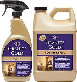 Polish Spray, Streak-Free Shine for Granite, Quartz, Marble, Travertine, Natural Stone Countertops, 64 Fluid Ounces and 24 Fluid Ounces