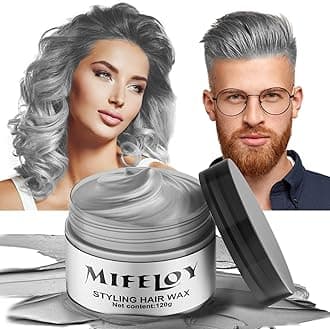 Silver Gray Temporary Hair Color Wax, Instant Natural Hairstyle Cream Dye, Grey Styling Pomadesfor Men Girls Women Youth, Disposable Coloring Mud for Party Cosplay DIY Halloween