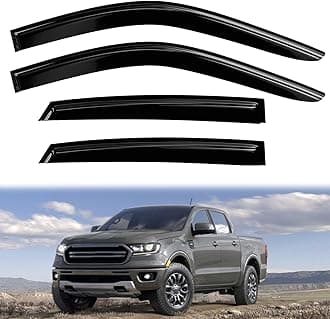 4PC Rain Guards for 2019-2023 Ford Ranger XLT Lariat XL SuperCrew Cab in-Channel Window Visors Deflectors Sun Shades Vent