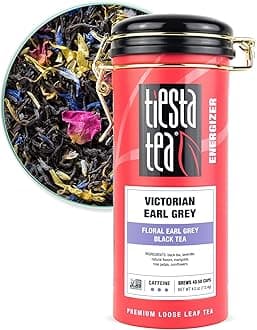 Victorian Earl Grey, Loose Leaf, Floral Earl Grey Black Tea, Premium High Caffeinated Black Drink, Make Hot or Iced, Brews Up to 50 Cups, 4oz Refillable Tin