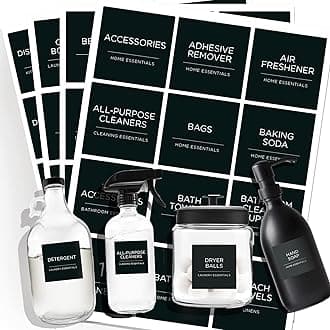 144 PCS Minimalist Laundry Room Labels Set, Water Resistant Stickers,Water/Oil Resistant Stickers for Laundry Room, Linen Closet Home Bathroom and The Beauty Organization（Black