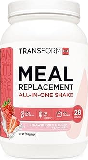 TransformHQ Meal Replacement Shake Powder 28 Servings (Strawberry & Cream) - Gluten Free, Non-GMO
