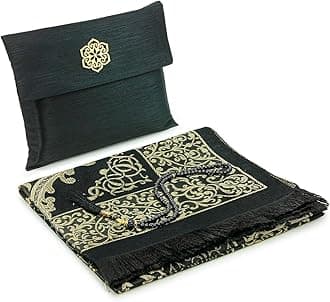 ihvan online Muslim Prayer Rug with 99 Beads Tasbih & Travel Bag, Soft Taffet...