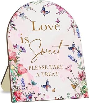Love is Sweet Sign for Dessert Table, Floral Butterfly Decor Bridal Shower Sign, Wedding Sign Bridal Shower Favors for Guests, Love is Sweet Please Take A Treat Sign 9 * 11IN