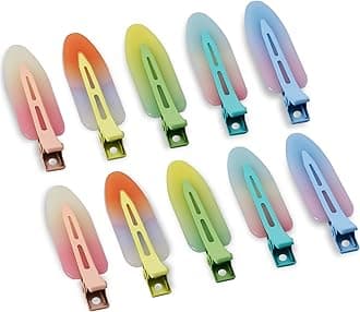 10 Pcs Creaseless No Crease No Bend Flat Hair Clips For Styling Non Slip Makeup Clips For Women Salon Hairstyle,Assorted Blue Green Red