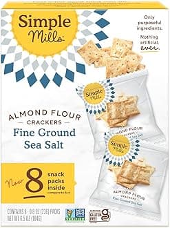 Almond Flour Crackers Snack Packs, Sea Salt, Healthy Snacks for Kids, Individual Packs, Gluten Free, 8 Ct (Pack of 1)
