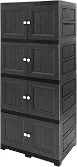 ABBAware Multi-Purpose Plastic Storage Unit, Cupboard, Household Cabinet, with 4 Extra Large Compartments, Modern Grey