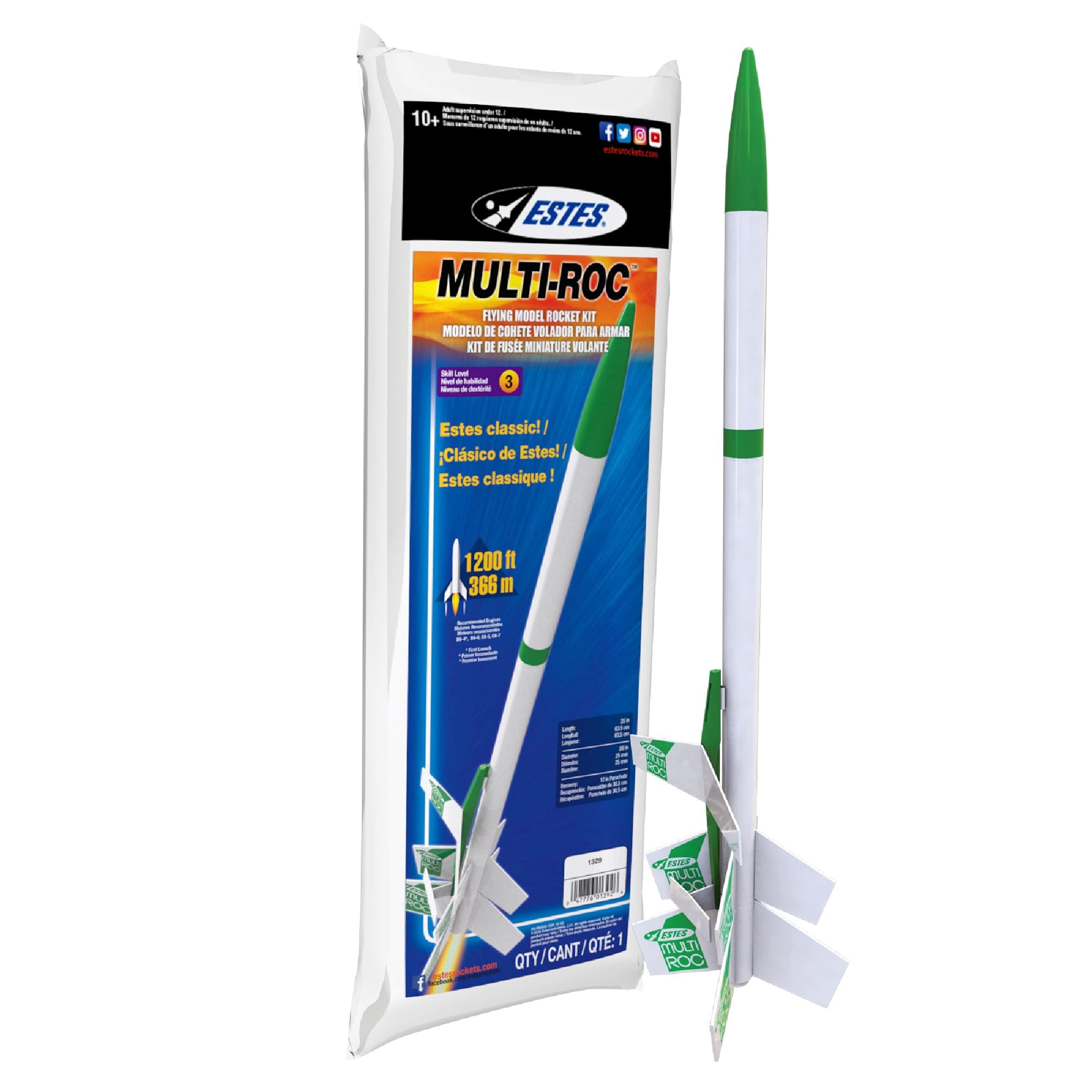 Estes 1329 Multi ROC Flying Model Rocket Kit | Multi-Stage Booster Rocket with Glider | Expert Level Build
