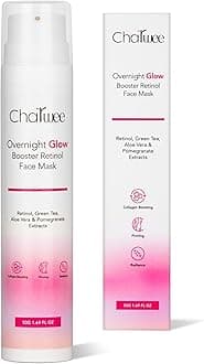CHARWEE Overnight Glow Booster Retinol Sleeping Face Mask ,Retinol Night Cream Gel- 50G|Infused With Niacinamide&Vitamin E|Green Tea Aloe Vera Extracts|Soothes And Nourishes Skin|Collagen Boosting