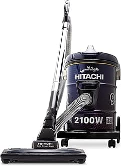 HITACHI Drum Vacuum Cleaner 2100 Watts, 18L Tank Dust Capacity, Aero Power Brush to Clean Efficiently, Metal Pipe, Dusting Brush & Crevice Nozzle, Washable Filter, Best for Home & Office, CV955NBLGCM