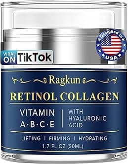Ragkun Retinol Cream for Face, Collagen Neck Creams for Tightening and Firming, Anti Aging Day & Night Facial Moisturizer for Women & Men, Instant Face Lift Wrinkle Cream 1.7 fl. oz.