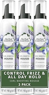 Herbal Essences Curl Boosting Mousse, Frizz Control for Curly & Wavy Hair, Long-Lasting Hold with Berry Scent, Paraben & Dye-Free, Cruelty-Free, 6.8 Fl Oz Each, 3 Pack