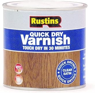 RUSTINS Quick Dry Varnish, Satin Clear, 250 ml -Fast-Drying Water-Based Wood Varnish; Durable Non-Yellowing Finish in Gloss, Satin or Matt for Indoor Use