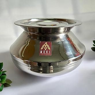 MUKE Stainless Steel Handi degchi with Lid bhgona Milk Pot for Home and Kitchen Cooking(Pongal Handi) 2.5liter