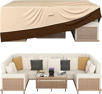 Patio Furniture Covers, Outdoor Furniture Cover Waterproof, General Purpose, Outside Table and Chair Covers, Heavy Duty 600D (124 Inch L x 70.8 Inch W x 29.1 Inch H)-Brown