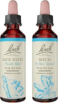 Bach Original Flower Remedies 2-Pack, Have Tolerance" - Beech, Rock Water, Homeopathic Flower Essences, Vegan, 20mL Dropper x2