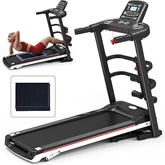 Foldable 16.5 Inch Cardio Fitness Portable Treadmill with Bluetooth Connectivity, LCD Display, and Tracking Apps for Home Gym Equipment, Black