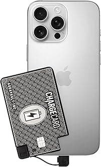 - AquaVault ChargeCard – Ultra Slim Emergency Power Bank (2300mAh) – Fits in Wallet – USB-C & Micro-USB – Durable Steel Body – Flight-Safe for iPhone 6-17 & Android - Black