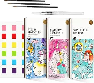 Watercolor Painting Coloring Books Arts & Crafts Kit, Pocket Watercolor Paint Bookmarks, Mess Free Paint with Water Set, Art Supplies Party Favors Stocking Stuffers Exchange Birthday Gifts for Kids