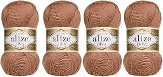 4 Balls Hand Knitting Yarn 100% Microfiber Acrylic Yarn Alize Diva Silk Effect Thread Crochet Art Lace Craft Lot of 4 skeins 400gr 1532yds (261)