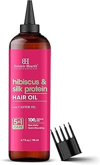 100% Pure Hibiscus Silk Protein Oil For Hair Growth & Hair Treatment Oils 6.7 Fl oz|Infused with coconut Oil|Hair Oil Repairs Dry Damaged Hair, Strengthening, Healthier|All Hair Types