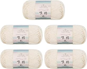 Susan's Family 60 Cotton 40 Acrylic Yarn - 5 x 50g/1.76oz - 655 Yards - Knitting, Crocheting & Crafts - zx (19#Whisper White)