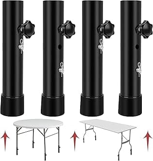 8 Pcs Table Leg Extenders for Folding Table, 2 Levels Adjustable Height Foldi...