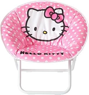 Sanrio Hello Kitty Toddler Saucer Chair – 19” Folding Kids Lounge Chair for Ages 3+ – Soft Plush Seat for Bedroom, Playroom, or TV Room