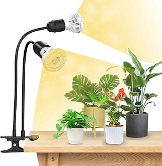 20W LED Indoor Plant Light Full Spectrum Plant Lamp with 2 Detachable E27 4000K LED Grow Light Bulbs for Germination Growth Flowering Plant – Black