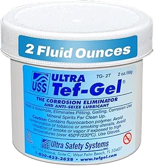 Tef-gel TG-02 (2oz Tub) the corrosion eliminator and lubricant, prevents rust, seizing, gulling, and corrosion. Tef Gel is a food grade PTFE based lubricant that won’t wash out in salt water. NSN 8030014504009