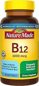 Nature Made Vitamin B12 1000 mcg, Dietary Supplement for Energy Metabolism Support, B12 Vitamins 1000 mcg, 90 Softgels, 90 Day Supply