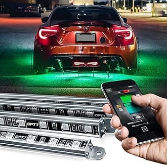 Aura Pro Underglow LED Lights with APP & Remote Control, RGB Multicolor Mode, Music Sync, 4 PCS Waterproof Rigid Aluminum Light Bar, Exterior Underbody Lighting Kit Universal Fit for Car Truck RV
