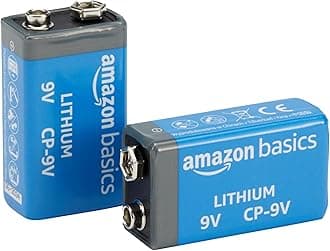Amazon Basics 2-Pack 9 Volt High-Performance Lithium Batteries, 10-Year Shelf Life, Long Lasting Power