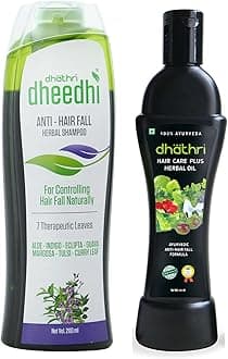dhathri Herbal Anti Hair Fall & Intense Growth combo with Dhathri Hair Care Plus Oil (100 ml) + Dhathri Dheedhi Anti- Hair Fall Herbal Shampoo (200ml) No Harmful chemicals & Parabens
