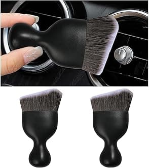 2PCS Car Interior Dust Brush, Soft Scratch Free Auto Detailing Brushes, Universal Vehicle Interior Cleaning Tool for Automotive Dashboard, Air Vents, Leather (Brown & White)