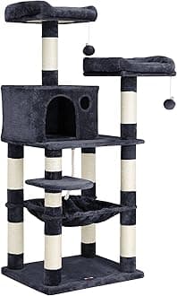 FEANDREA 56.3 inches Multi-Level Cat Tree with Hammock, Cat Tower for Large Cats UPCT15GYZ