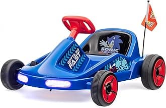 VOYAGER Sonic The Hedgehog 6V Electric Go Kart for Kids, Electric Ride-On Toy with Lights, MP3 Jack, Remote Control, Seat Belt, Ages 3-6, Durable PVC and Iron Construction, Rechargeable Battery