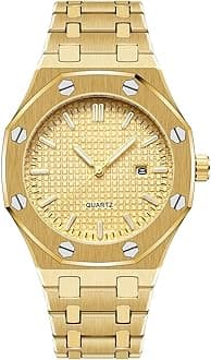 Men's Watches, Royalty Stainless Steel Quartz Movement Date Male Clock Waterproof Luminous Hands Casual Business Wrist Watches for Men