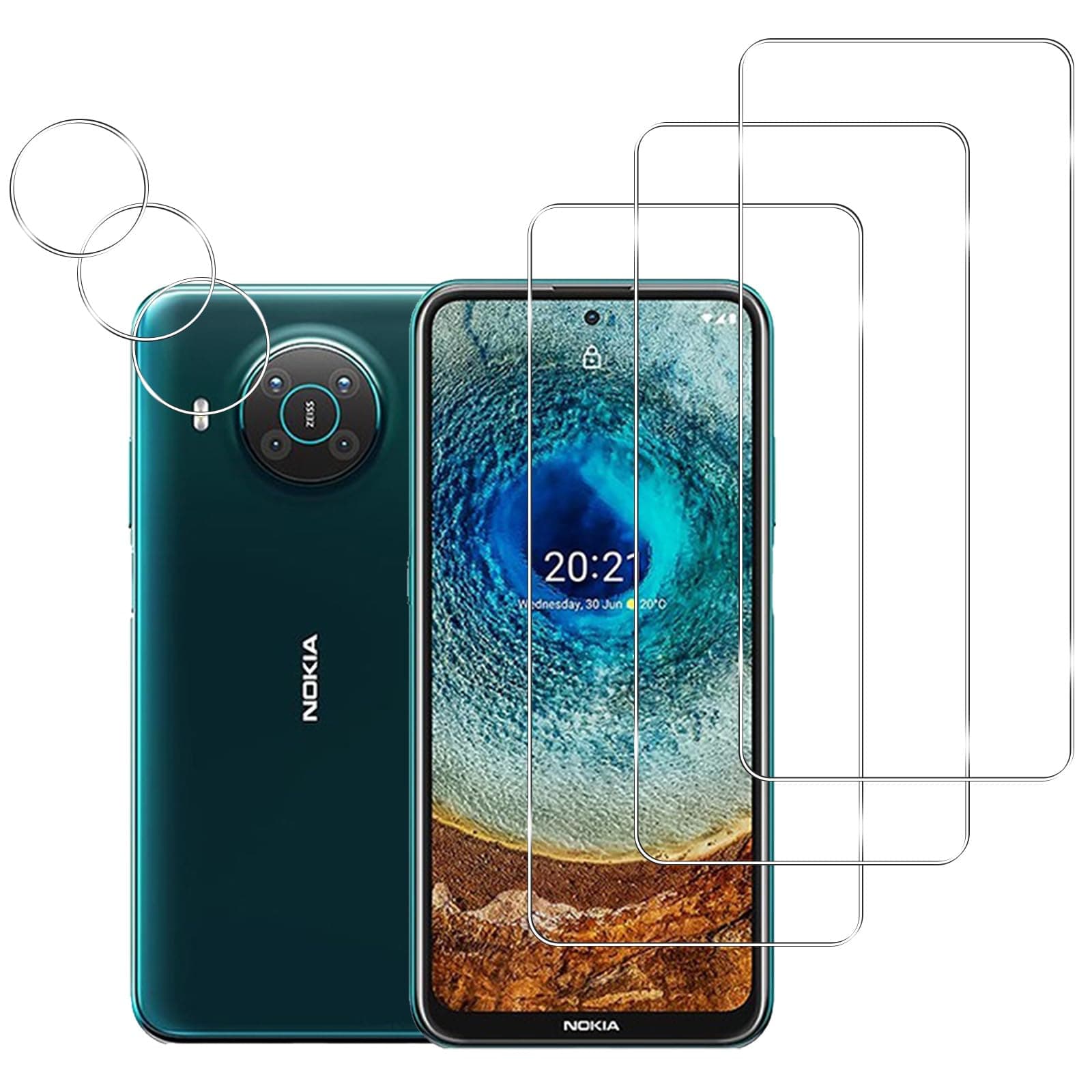 [3+3 Pack] Screen Protector and Camera Lens Protector for Nokia X100, HD Anti-Scratch Anti-Fingerprint Tempered Glass Screen Protector, for Nokia X100